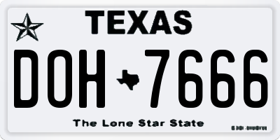 TX license plate DOH7666