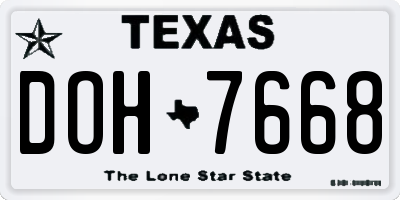 TX license plate DOH7668