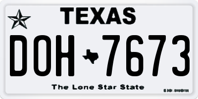 TX license plate DOH7673
