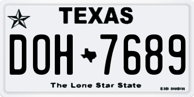 TX license plate DOH7689