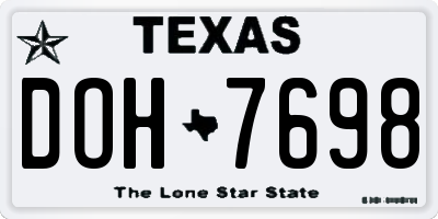 TX license plate DOH7698