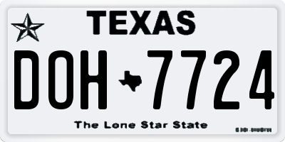 TX license plate DOH7724