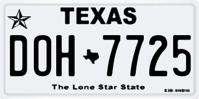 TX license plate DOH7725