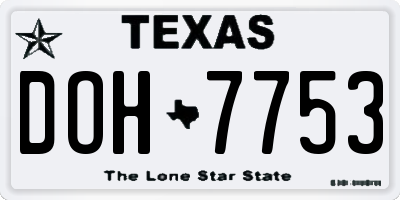 TX license plate DOH7753