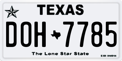 TX license plate DOH7785
