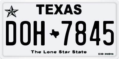 TX license plate DOH7845