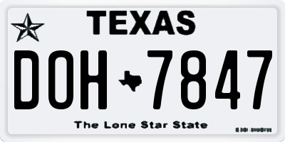 TX license plate DOH7847