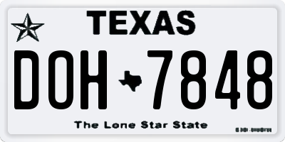 TX license plate DOH7848