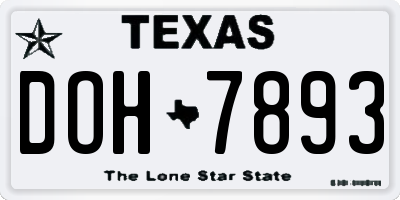TX license plate DOH7893