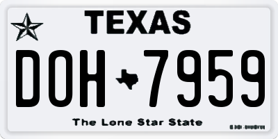 TX license plate DOH7959