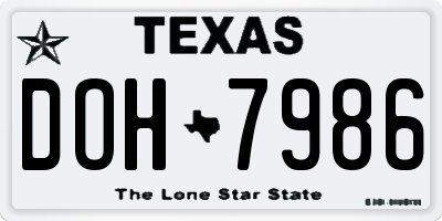 TX license plate DOH7986