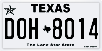 TX license plate DOH8014