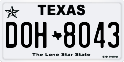 TX license plate DOH8043