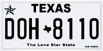 TX license plate DOH8110