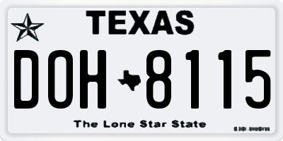 TX license plate DOH8115