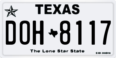 TX license plate DOH8117