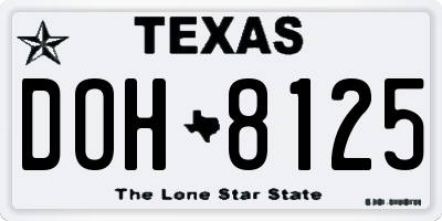 TX license plate DOH8125