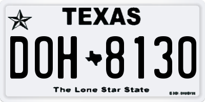 TX license plate DOH8130