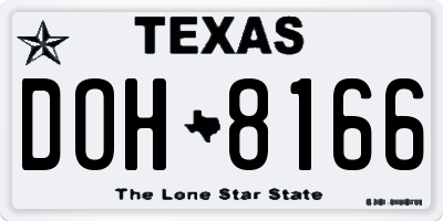 TX license plate DOH8166