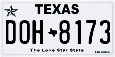 TX license plate DOH8173