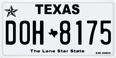 TX license plate DOH8175