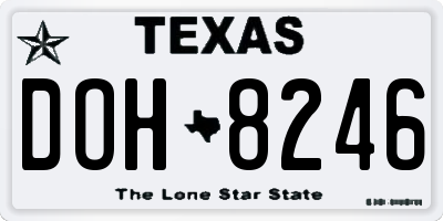 TX license plate DOH8246