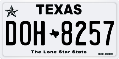 TX license plate DOH8257
