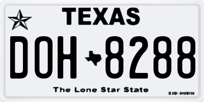 TX license plate DOH8288