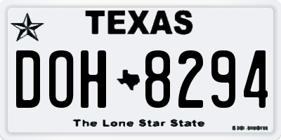 TX license plate DOH8294