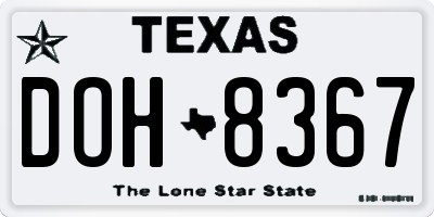 TX license plate DOH8367