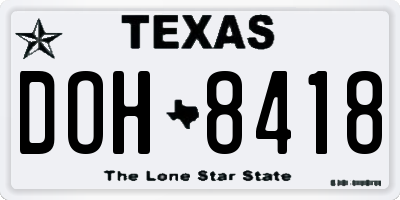 TX license plate DOH8418