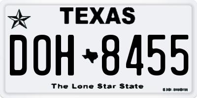 TX license plate DOH8455