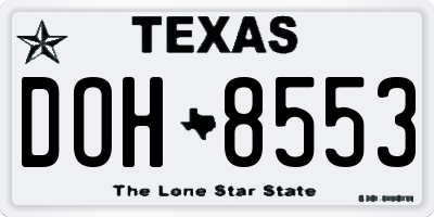 TX license plate DOH8553