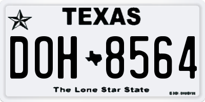 TX license plate DOH8564
