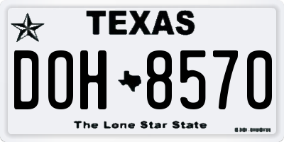 TX license plate DOH8570