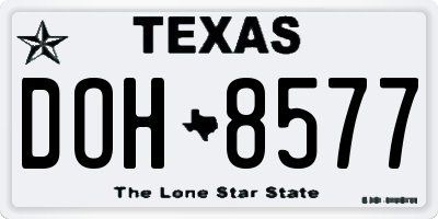 TX license plate DOH8577