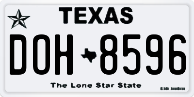 TX license plate DOH8596