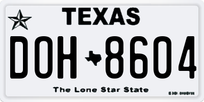 TX license plate DOH8604