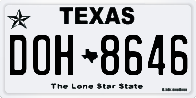 TX license plate DOH8646