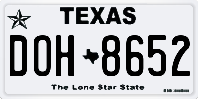 TX license plate DOH8652