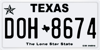 TX license plate DOH8674