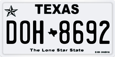 TX license plate DOH8692