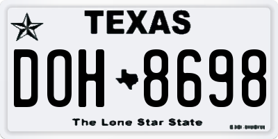 TX license plate DOH8698
