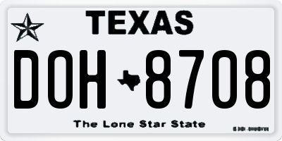 TX license plate DOH8708