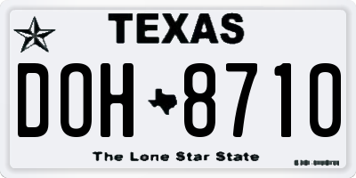 TX license plate DOH8710