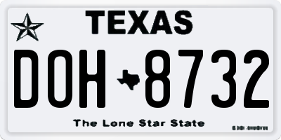 TX license plate DOH8732