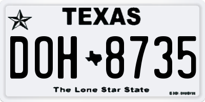 TX license plate DOH8735