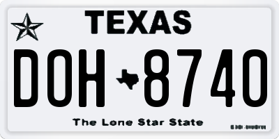 TX license plate DOH8740
