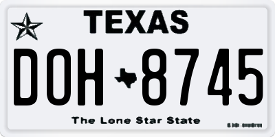 TX license plate DOH8745