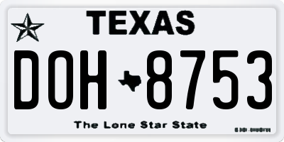 TX license plate DOH8753